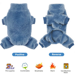Idepet Velvet dog pajamas fleece closeup emphasizes plush texture and comfortable fit.