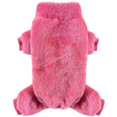 Idepet Velvet Dog Pajamas front view in rosered offer cozy warmth for small dogs.