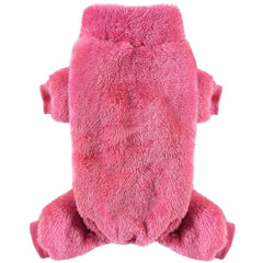 Idepet Velvet Dog Pajamas front view in rosered offer cozy warmth for small dogs.