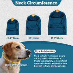 IDOMIK dog ear cover with adjustable neckband showing easy fit for dogs.