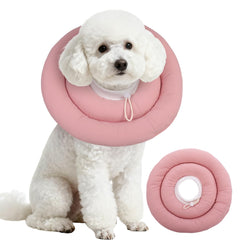 IDOMIK Dog Recovery Collar pink front view shows comfortable post-surgery protection