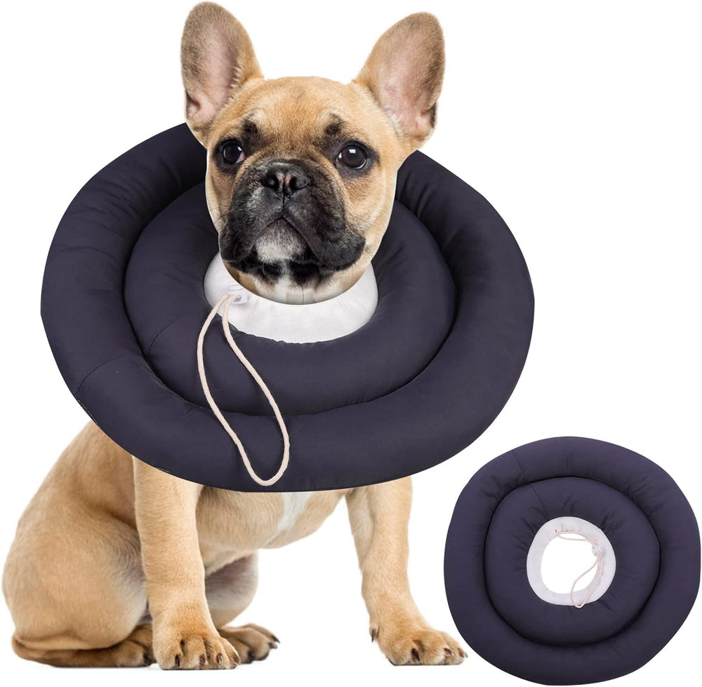IDOMIK dog recovery collar soft cone side view protects incisions after surgery.
