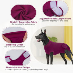 IDOMIK Dog Recovery Suit belly-closure detail demonstrates easy, clean bathroom access.