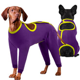 IDOMIK dog recovery suit front view showing protective coverage for post-surgery care.