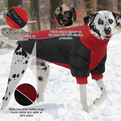 IDOMIK dog winter coat foldable high collar provides neck protection and snug fit