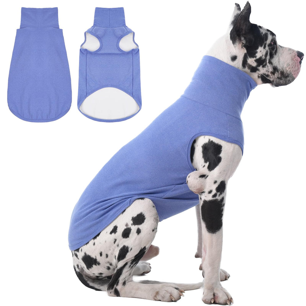 IECOii 4XL dog sweater blue front view offers warm fleece for giant breeds.