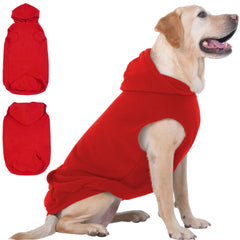 IECOii XXL red dog hoodie front view shows warm fleece for large breeds