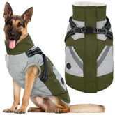 IECOii dog jacket XXXL green front view shows warmth and visibility