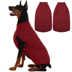 IECOii 2XL dark red winter knit dog sweater for large dogs