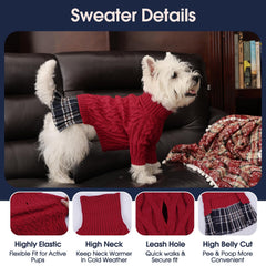 IECOii cable knit detail with tartan plaid skirt for festive coat.