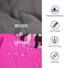 IECOii Extra Warm Dog Coat lining close-up reveals soft coral fleece warmth.