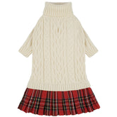 IECOii girl dog sweater dress front view enhances festive style and warmth