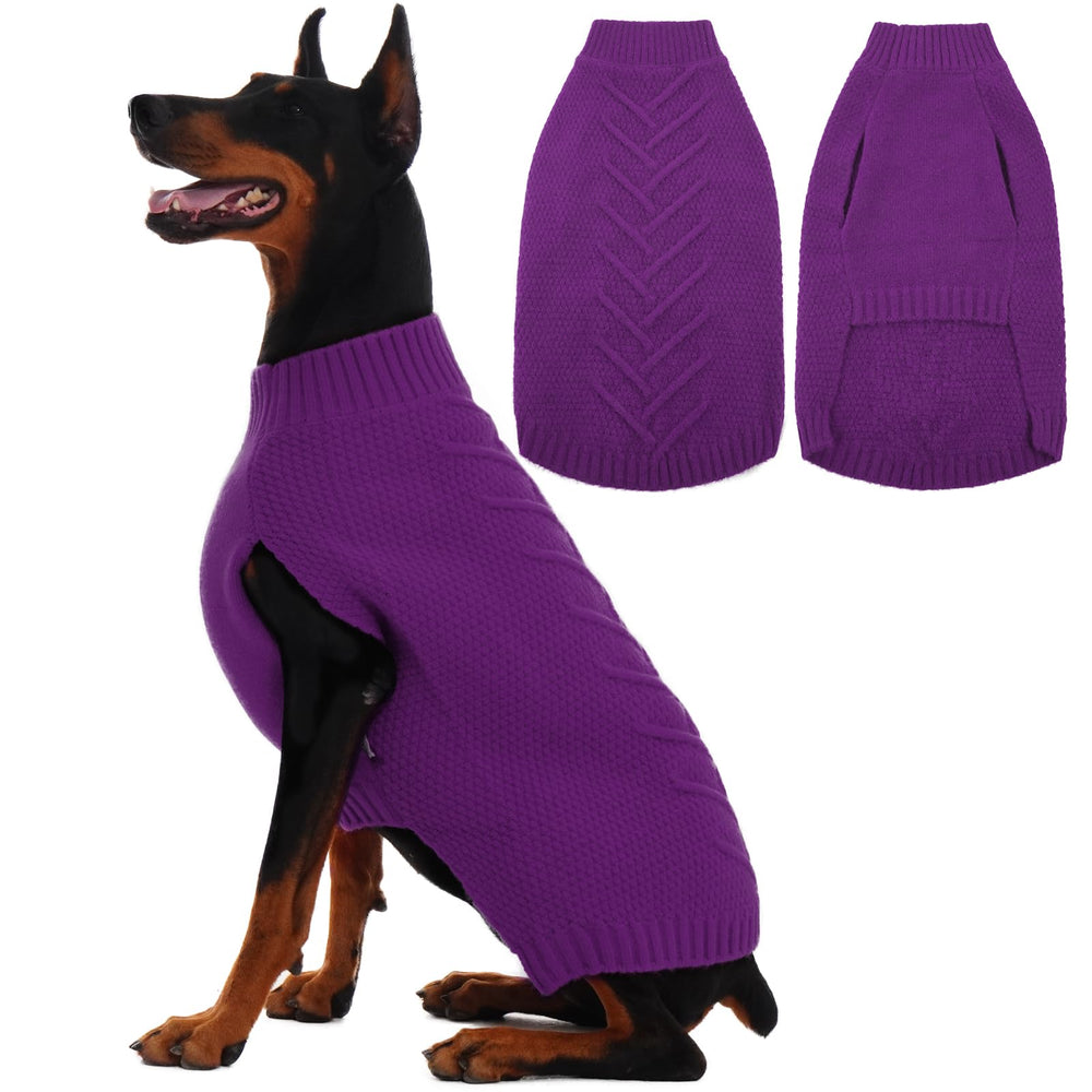 IECOii purple 2XL dog sweater on a large dog for winter warmth