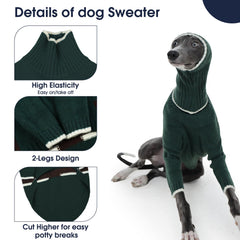 IECOii Sighthound sweater hood detail green demonstrates cozy hood for calmer walks