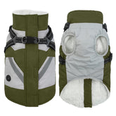 IECOii warm small-dog-coat green back view with zip closure for easy on/off