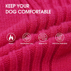 IECOii XL Dog Sweater rose red back view showing snug fit and warmth