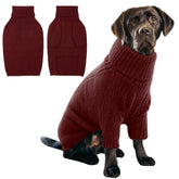 IECOii XXL dog sweater front view in burgundy keeps large dogs warm.