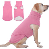 IECOii XXL dog sweater pink front view highlights a warm fleece vest for large dogs' chilly walks.