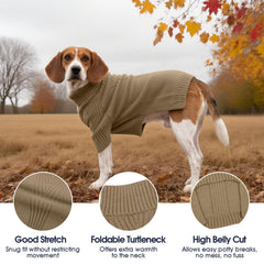 IECOii XXL dog sweater turtleneck closeup emphasizes snug neck warmth for outdoor walks.