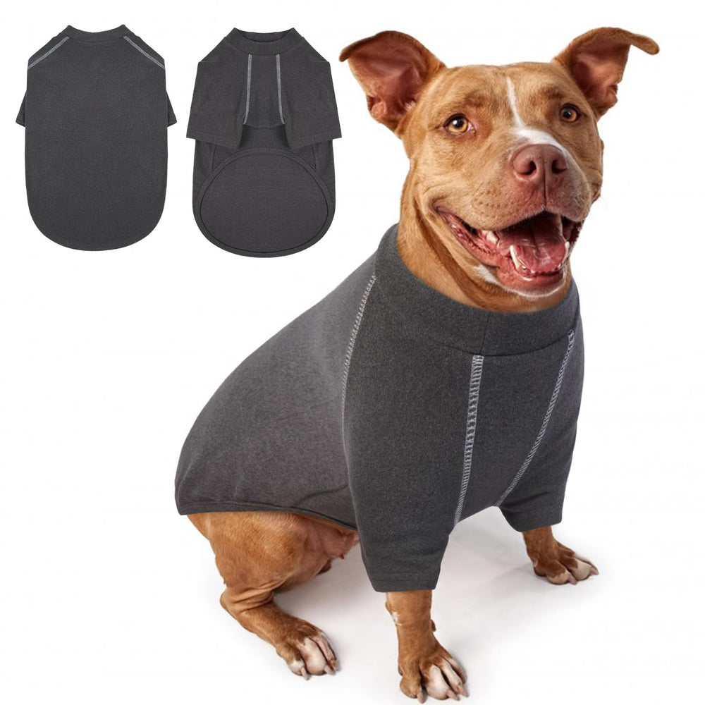 IECOii XXL fleece sweater on a large dog showing chest size 24.41 inches.