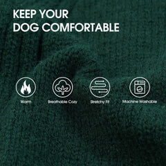 IECOii XXXXL dog sweater green turtleneck closeup highlights cozy neck warmth