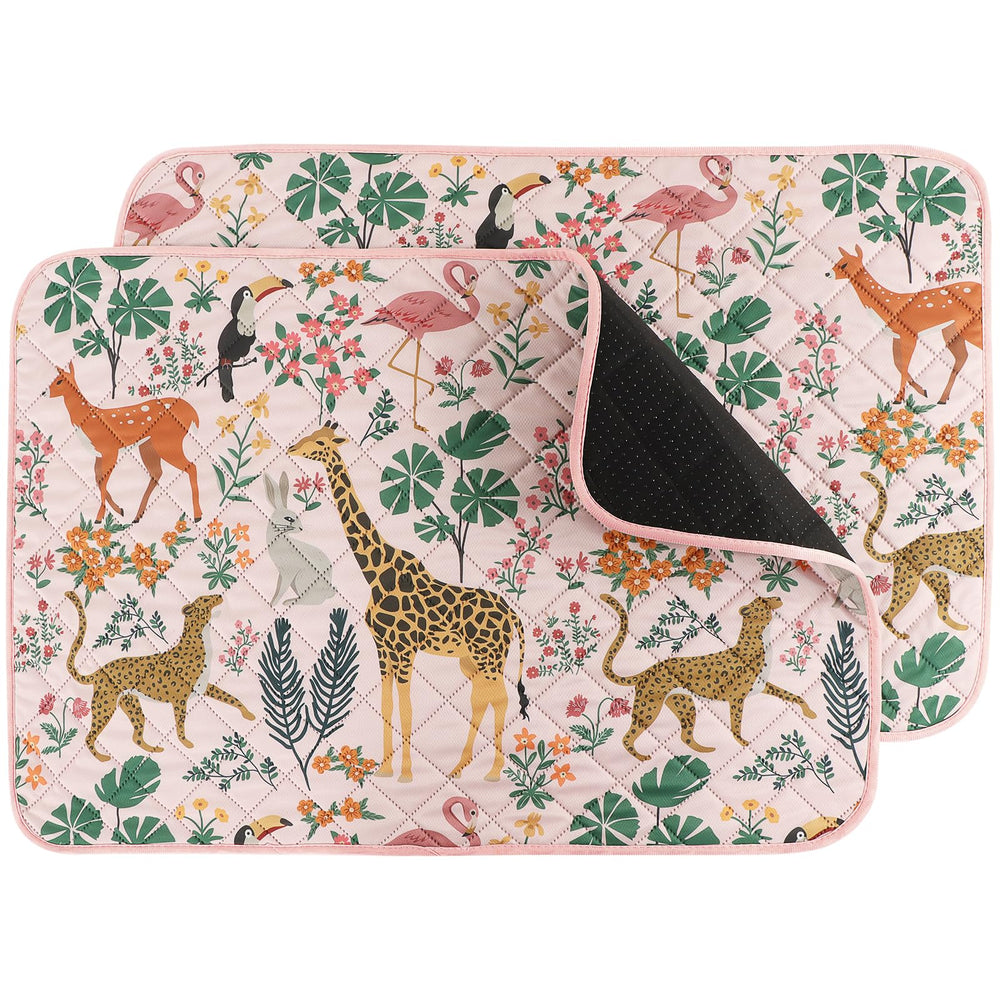 IEUUMLER washable dog pee pad forest pattern two-pack keeps floors dry.