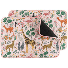 IEUUMLER washable dog pee pad forest pattern two-pack keeps floors dry.