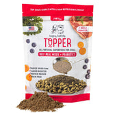 iHeartDogs freeze-dried beef topper bag showing texture for flavor and nutrition boost