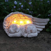 iHeartDogs Forever My Guardian Angel garden light glows softly at night for garden remembrance.
