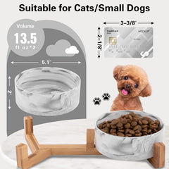 Ihoming ceramic pet bowls on a wood stand blend with decor while feeding.