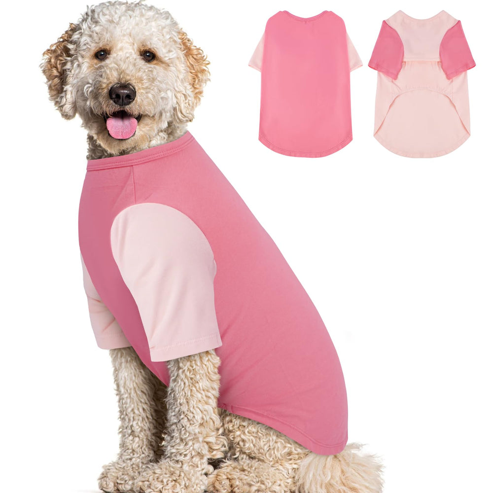 IKIPUKO 2-pack large dog t-shirts front view for breathable summer wear.