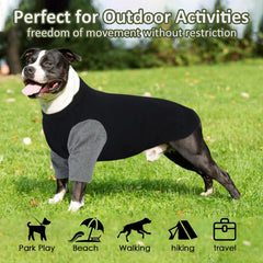 IKIPUKO 4XL dog shirt back view in grey-black for outdoor wear