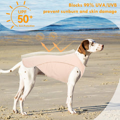 IKIPUKO sun-protection dog shirt shields sensitive skin from UV rays.