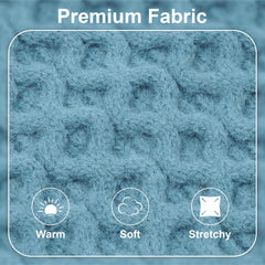 IKIPUKO dog sweater blue model-wearing outdoor walk for warm comfort.