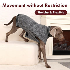 IKIPUKO dog sweater XL grey back view highlights knit and snug fit.