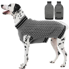IKIPUKO dog sweater XL grey front view shows cozy warmth for cold walks.