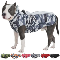 IKIPUKO medium dog coat front view with waterproof shell for dry outdoor adventures.