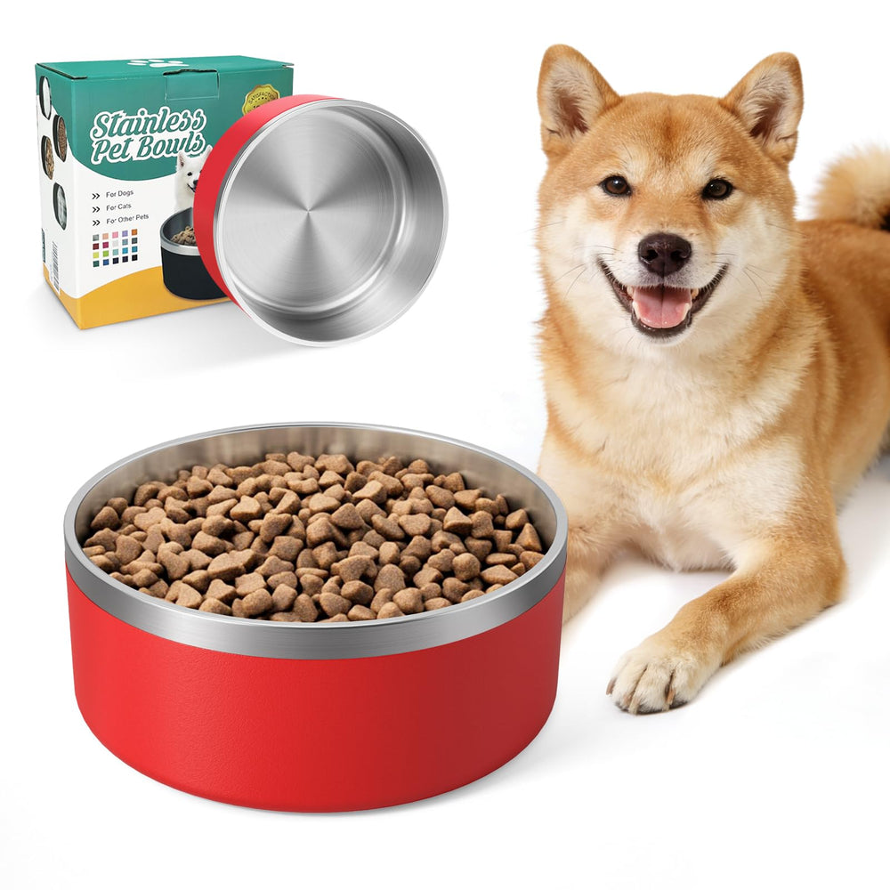 IKITCHEN dog bowl insulated 64oz with red finish maintains meal temperature and freshness