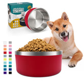 ikitchen dog bowl insulated double-wall red keeps water cool and meals fresh.