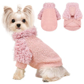 Dog Sweater Turtlenecks Dog Sweaters for Small Dogs Winter Fleece Doggy Clothes Puppy Cold Warm Coat Doggie Jacket for Chihuahua Yorkie Teacup Cat Outfit, Pink, XS
