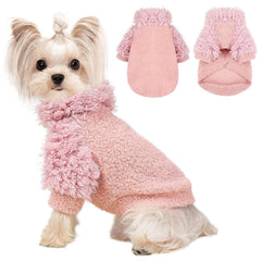 Dog Sweater Turtlenecks Dog Sweaters for Small Dogs Winter Fleece Doggy Clothes Puppy Cold Warm Coat Doggie Jacket for Chihuahua Yorkie Teacup Cat Outfit, Pink, XS