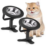 Tolopu Raised Cat Bowls – Height-Adjustable Stand, 15° Tilt, Non-Slip Stainless Steel (2-Pack)
