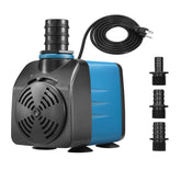 TONGCHANT 480GPH Adjustable Flow Fountain Pump with 3 Nozzles (1/2", 5/8", 3/4"), 10ft High Lift, 35W Ultra-Quiet Submersible Pump for Aquarium, Waterfalls & Small Ponds, Fish Tank Pump, ETL Listed