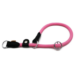 Aiminto Pink Braided Round Martingale Collar for XL Dogs | Training Collar with Slidable Stop Ring