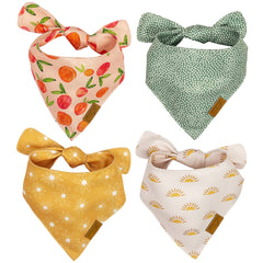 Remy+Roo Small Spring Dog Bandanas - 4 Pack Katherine Set | Premium Durable Adjustable Polyester Fabric Dog Scarfs | Patented Shape Girl Dog Bandana, Trendy Patterns, Floral Dog Bandana