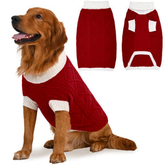 Lorehelina Dog Sweater for Large Dogs Argyle Cable Knit Turtleneck Pullover Winter Clothes for Boys Girls Stretch Golden Retriever Bulldog Pitbull Labrador Doberman Christmas Pet (XXL, Red)