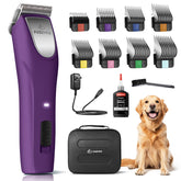 FuzzyFix Professional Dog Clippers for Grooming - 2 Speed Pet Grooming Kit for Thick Curly Matted Coats - Low Noise Heavy Duty Cordless Hair Trimmer with Detachable Metal Blade