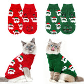 BWOGUE 2 Packs Cat Christmas Sweater Dog Sweaters Pet Cat Winter Knitwear Warm Clothes Pet Santa Claus Merry Christmas Pets Sweaters for Kittys and Small Dogs