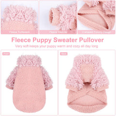 Dog Sweater Turtlenecks Dog Sweaters for Small Dogs Winter Fleece Doggy Clothes Puppy Cold Warm Coat Doggie Jacket for Chihuahua Yorkie Teacup Cat Outfit, Pink, XS