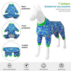 LovinPet Dog Pajamas Bodysuit for Giant Dogs – UV Protection & Anxiety-Calming Onesie (2XL)